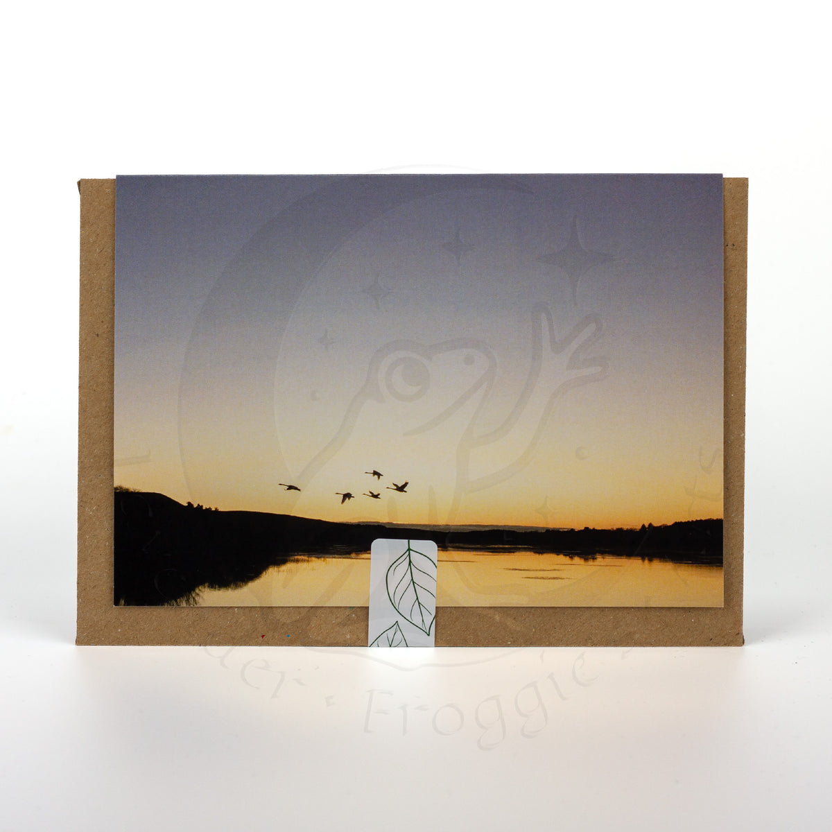 Sunset Swans A6 Landscape Greetings Card